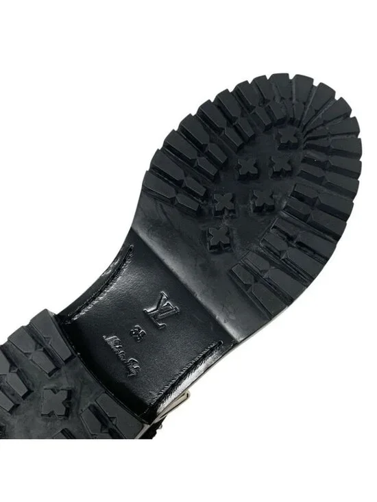 Louis Vuitton Monogram Boots Short Shoes Leather Black Brown Logo Belt - Picture 8 of 10